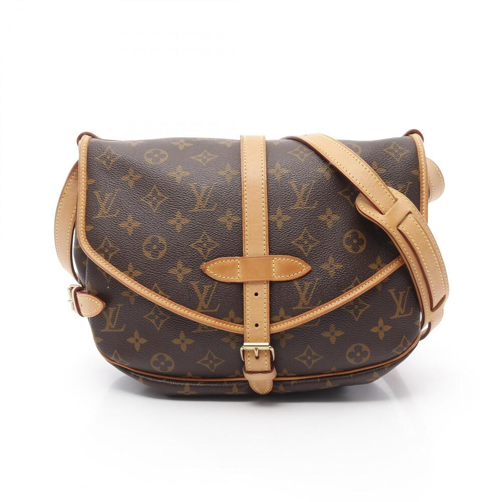 Louis Vuitton Saumur Shoulder Bag Canvas Leather Monogram Brown